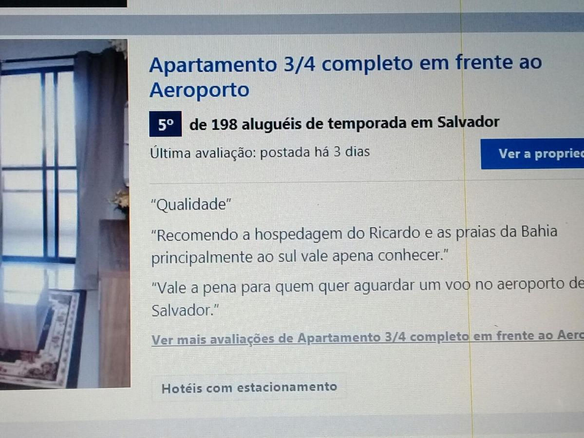 Apartamento 3/4 Completo Em Frente Ao Aeroporto Σαλβαντόρ Εξωτερικό φωτογραφία